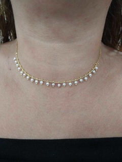 CHOKER FOLHEADO PEROLA