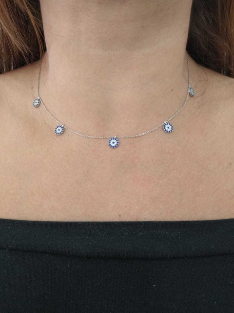 GARGANTILHA DE PRATA COM OLHO GREGO