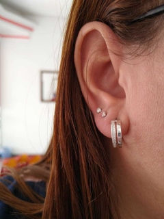 BRINCO ARGOLA PRATA ZIRCONIA