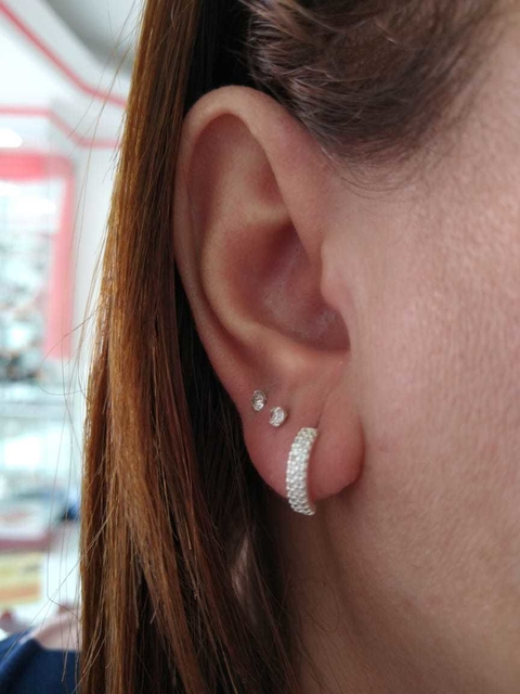 BRINCO ARGOLA PRATA ZIRCONIA