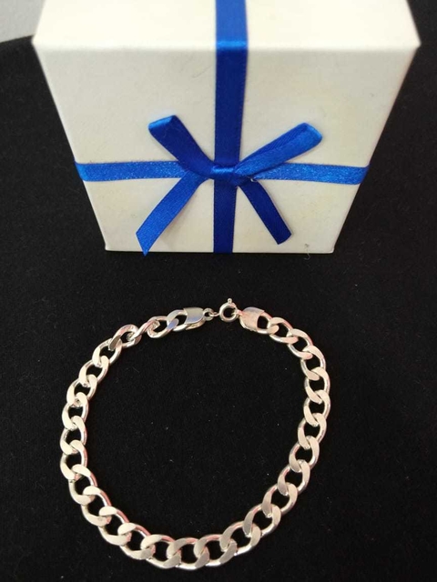 PULSEIRA MASCULINA FOLHEADA A PRATA GRUMET