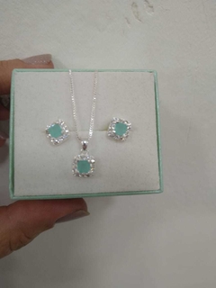 CONJUNTO FOLHEADO QUADRADO TURQUESA - comprar online