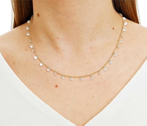 COLAR CHOKER FOLHEADA COM PEDRAS CRISTAIS
