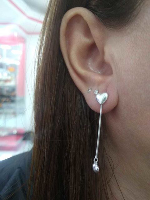 BRINCO PRATA PINGENTE CORAÇÃO