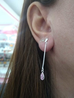 BRINCO PRATA PINGENTE GOTA ZIRCONIA