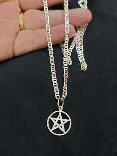 CORRENTE PRATA MASCULINA COM PINGENTE ESTRELA DAVI