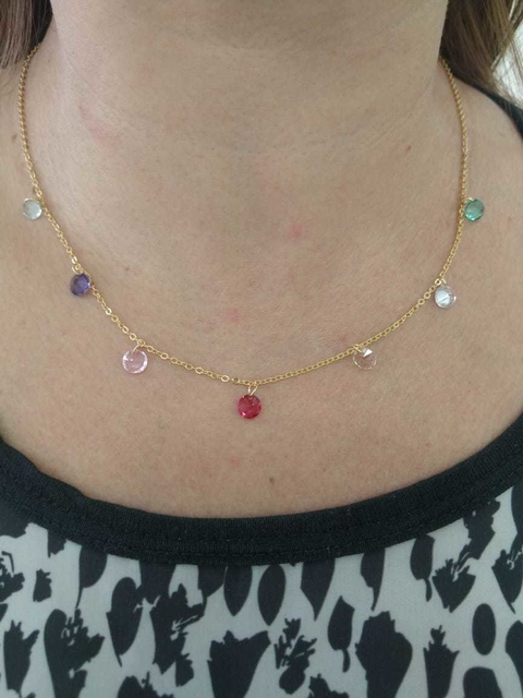 GARGANTILHA DE PEDRAS ZIRCONIA COLORIDAS