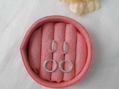 BRINCO ARGOLA PRATA ZIRCONIA MEDIA