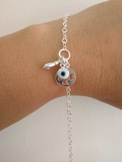 PULSEIRA PRATA OLHO GREGO E FIGA