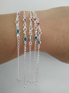 PULSEIRA PRATA ZIRCONIA COLOR INFANTIL