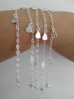 PULSEIRA PRATA CORAÇÃO PENDURADOS