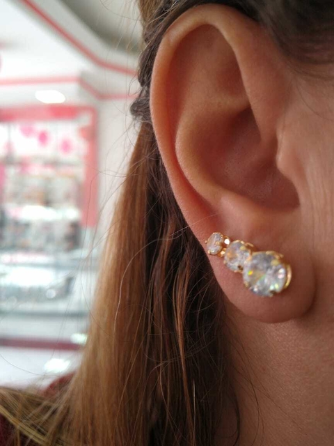 TRIO FOLHEADO ZIRCONIA REDONDO