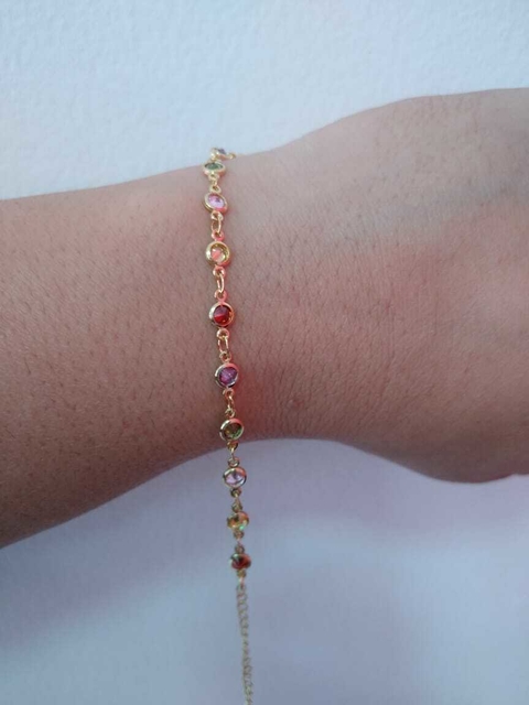 PULSEIRA FOLHEADA COLOR ZIRCONIA