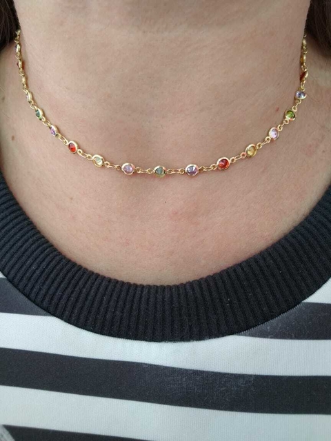 CHOCKER FOLHEADO COLOR ZIRCONIA