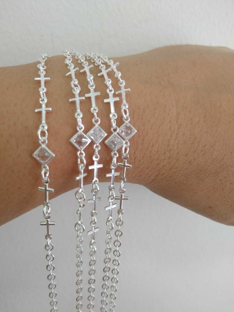 PULSEIRA PRATA NAVETE ZIRCONIA