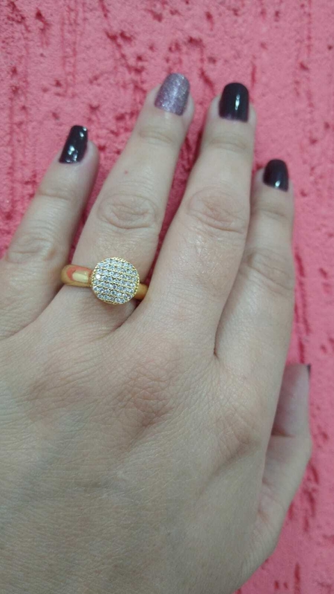 ANEL FOLHEADO REDONDO COM ZIRCONIA