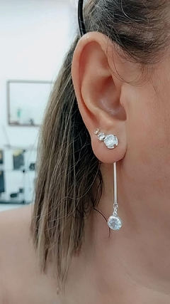 BRINCO FOLHEADO PINGENTE ZIRCONIA
