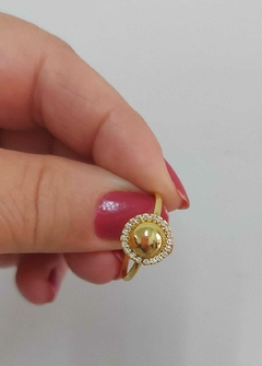 ANEL FOLHEADO REDONDO COM ZIRCONIA - comprar online