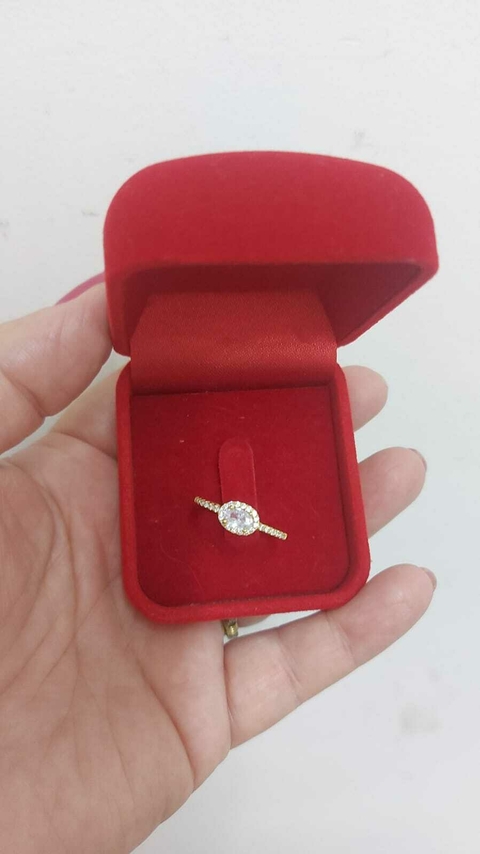 ANEL FOLHEADO COM ZIRCONIA CENTRAL