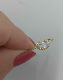 ANEL FOLHEADO COM ZIRCONIA CENTRAL - comprar online