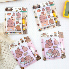 Set de Cuaderno Anotador + Mini Bolígrafo Capybara - Olgas y Ramonas
