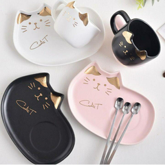 Taza de cerámica con plato + cucharita gatito en internet