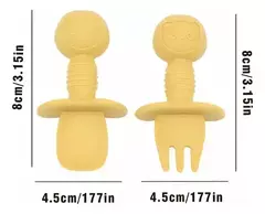 Imagen de Set Mini Cubiertos Cuchara Tenedor Silicona Bebe Aprendizaje