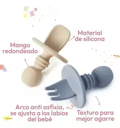 Set Mini Cubiertos Cuchara Tenedor Silicona Bebe Aprendizaje - tienda online