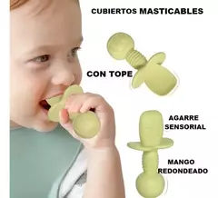 Set Mini Cubiertos Cuchara Tenedor Silicona Bebe Aprendizaje - Olgas y Ramonas