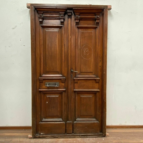 Puerta de entrada doble hoja estilo colonial Cedro - Cod: 6353