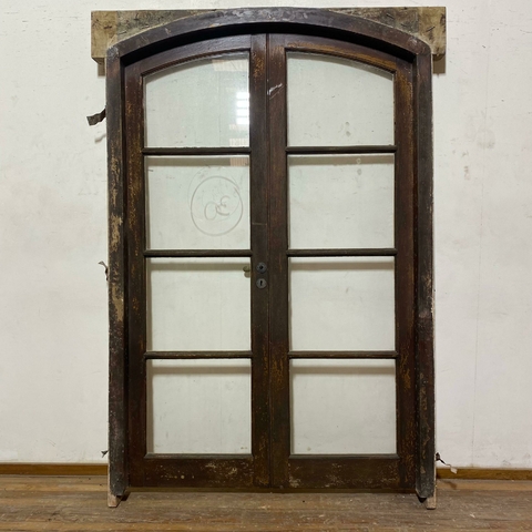 Puerta dos hojas 1/2 punto con vidrios en Cedro - Cod: 6581