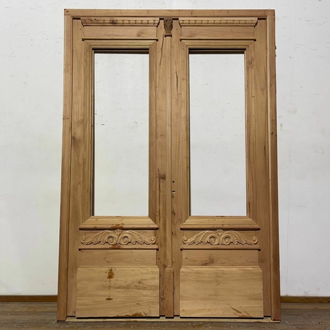 Puerta de entrada doble hoja estilo colonial Cedro - Cod: 6616