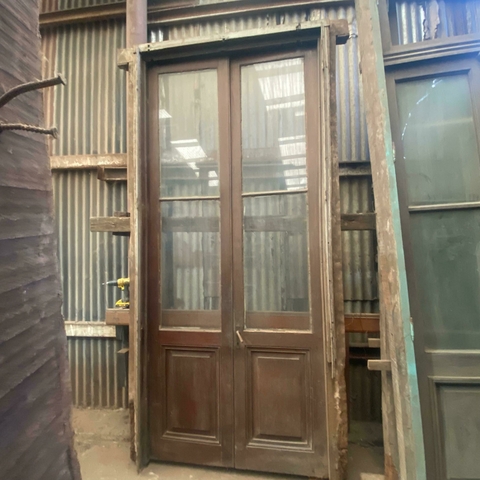 Portada doble hoja con vidrio Cedro - Cod: 6727