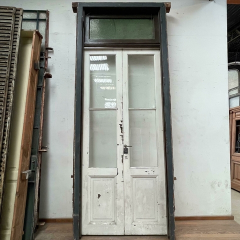 Portada doble hoja con banderola y celosias en Cedro - Cod: 6789 - comprar online