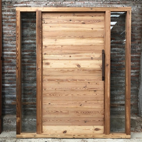 Puerta de entrada de una hoja + dos paños laterales - A medida - Cod F32