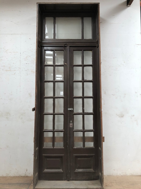 Puerta colonial doble con banderola Cedro - Cod. 3874