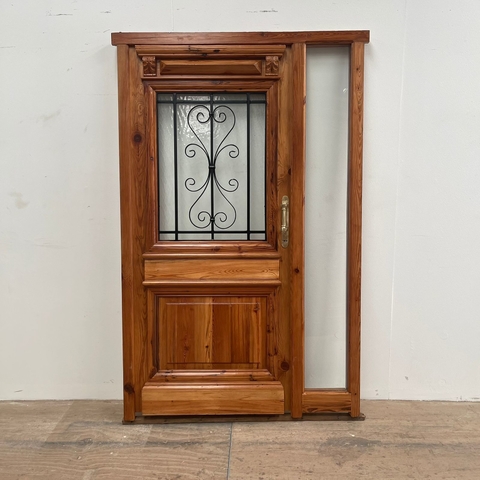 Puerta colonial de 1 hoja + paño de vidrio- A MEDIDA- Cod. F210