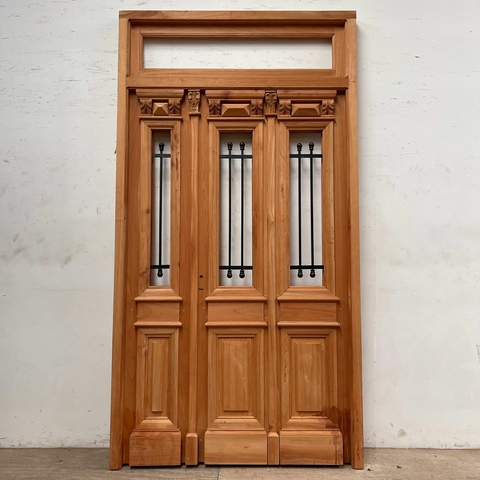 Puerta de entrada colonial de hoja y media Cedro - Cod: 5862