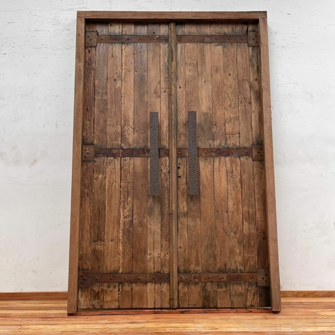 Puerta de entrada doble hoja rustica Lapacho - Cod: 5968