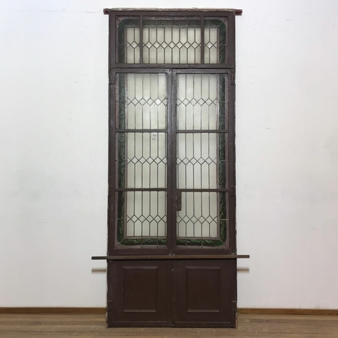 Portada de vidrios repartidos con vitraux hierro - Cod: 6152