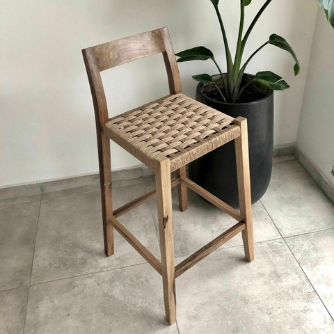 Banqueta Petiribi con asiento tejido en Kraft - Cod:M156
