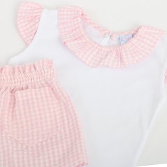 Conjunto remera y short de cloque rosa y blanco - comprar online