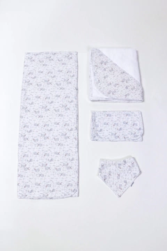 Manta de algodón PIMA reversible blanca con conejos - comprar online