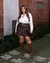 Short saia com fivela e cinto - Maria's Moda Plus
