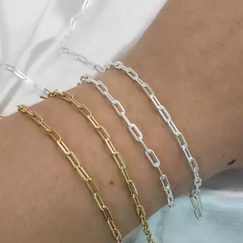 Pulseira corrente cartier folheada em ouro 18k e em prata 925