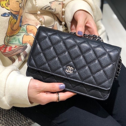 Chanel Woc Caviar Black Silver