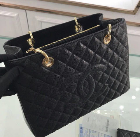 Chanel Shopper Black Caviar Gold