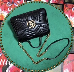 Gucci Marmont Top Handle Média Black - loja online