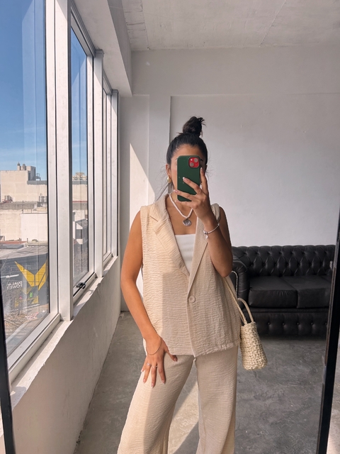 MAXI CHALECO LINO CLOQUE C/ BOTON - comprar online