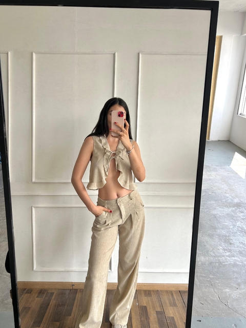 BLUSA LINO VOLADOS ATADO DELANTERO